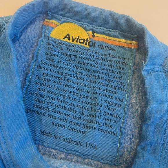 Super Rare Blue Aviator Nation Rainbow Crewneck- SMALL - Picture 4 of 13